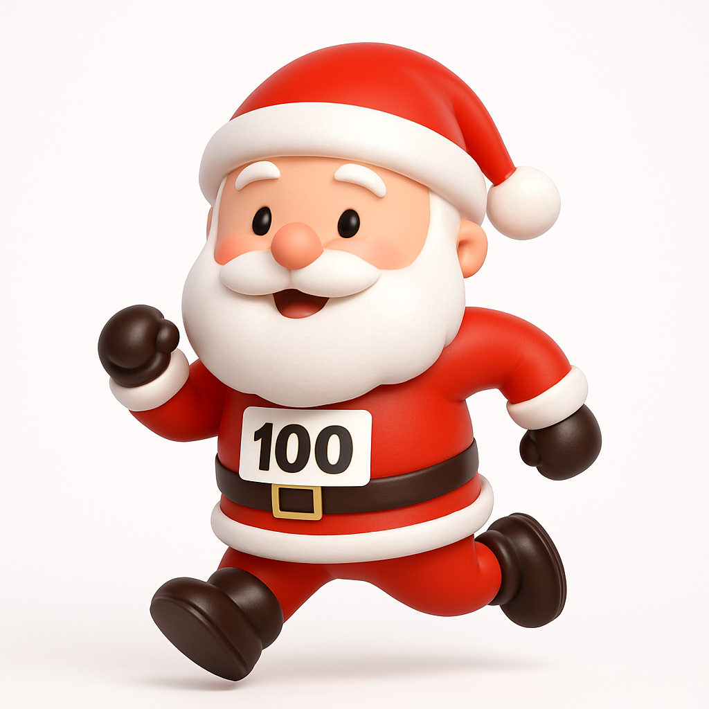 Santa character mascot for the Philly Christmas Run
